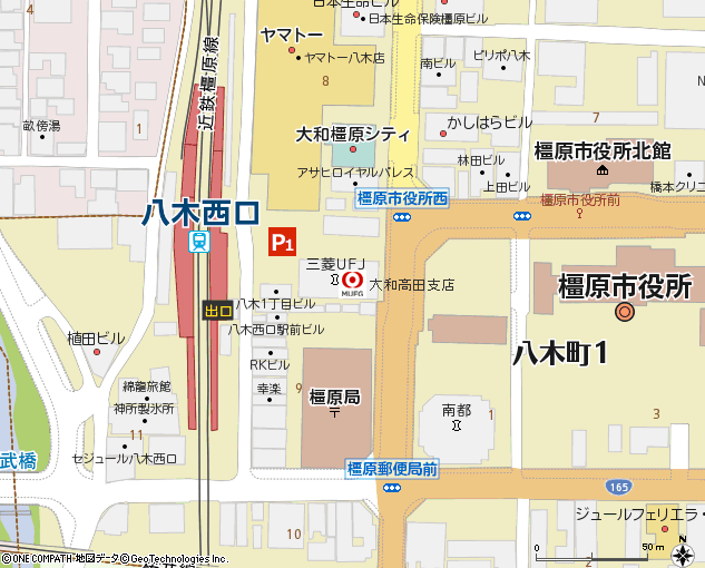 大和高田支店付近の地図